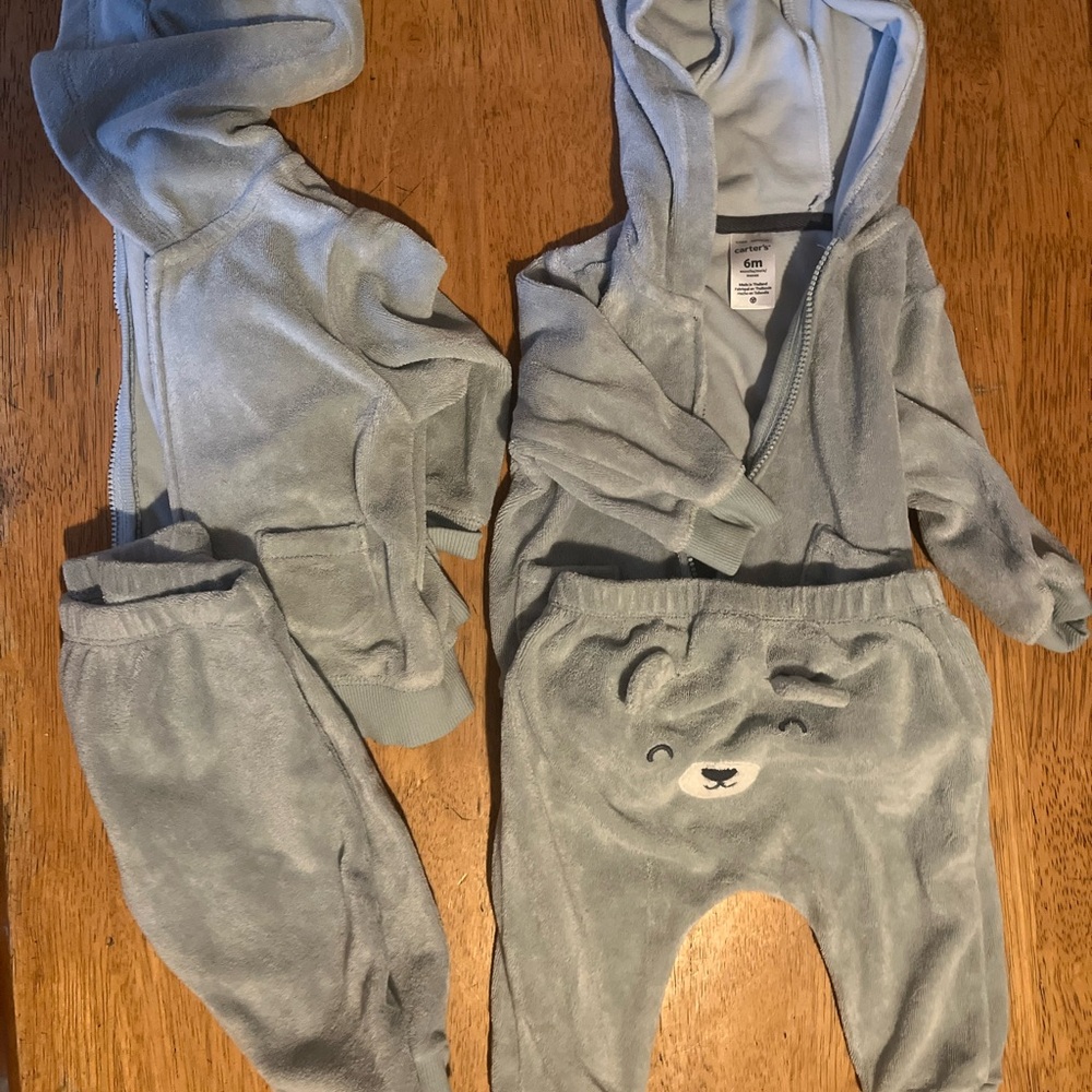 2 Carter's Blue Matching Sets Cozy Velour